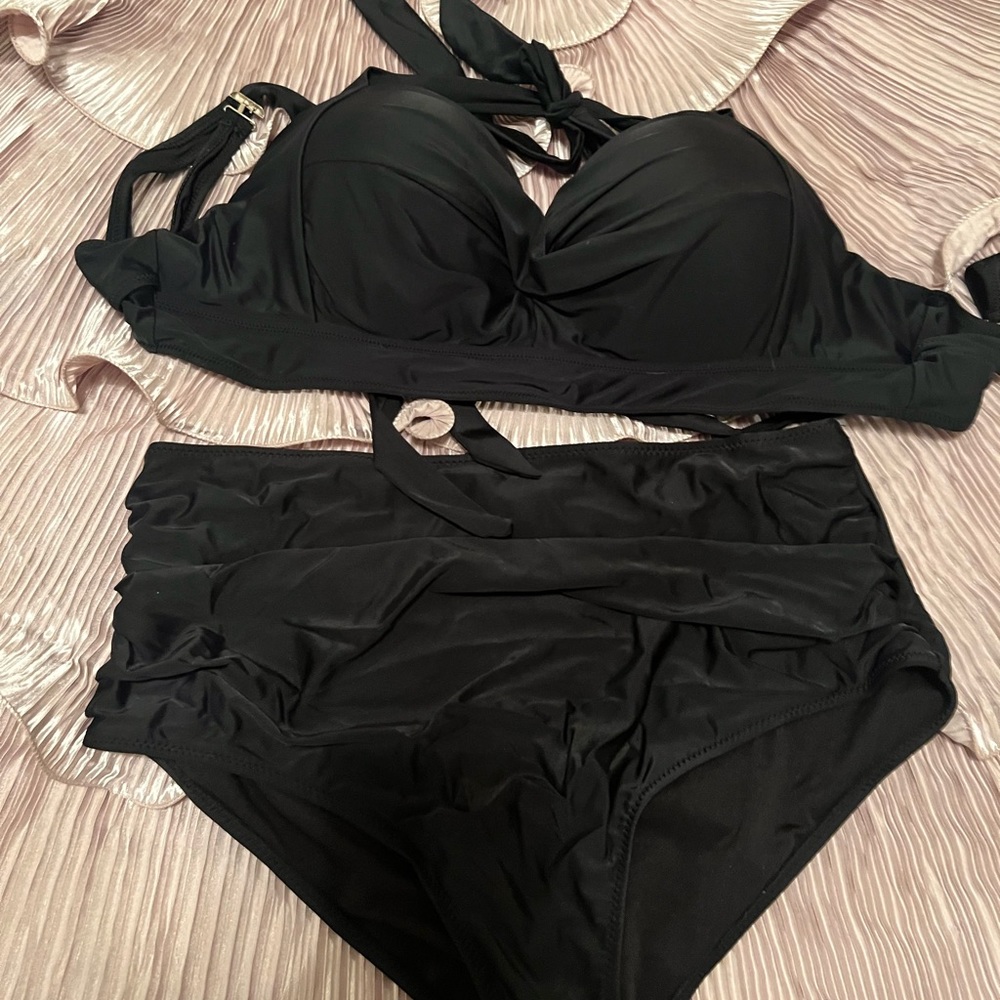 Two piece high waisted, retro style bikini set